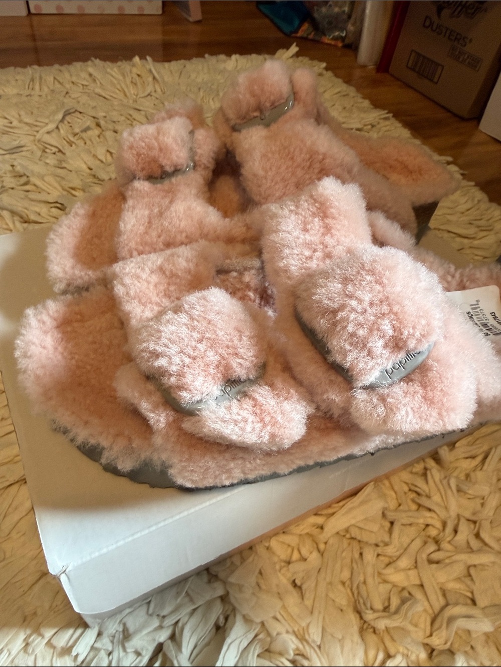 Birkenstock pink Arizona big buckle papillio teddy